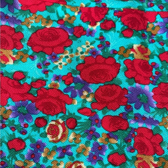 LuLaRoe Cassie Red and Blue/Green Floral Pencil Skirt - Picture 2 of 3